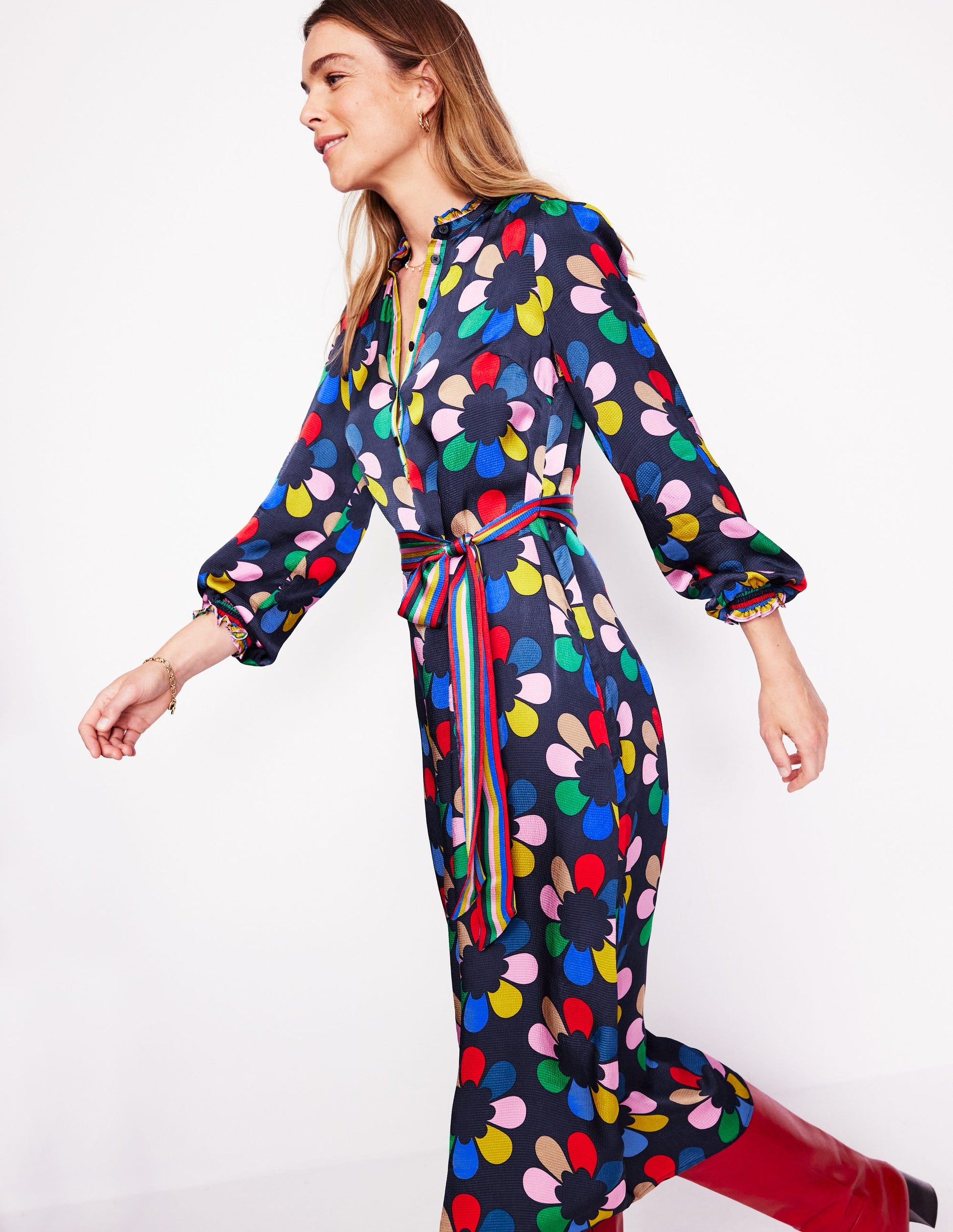 Jasmine Satin Midi Dress-Multi, Structured Petal Jasmine Satin Midi Dress-Multi, Structured Petal