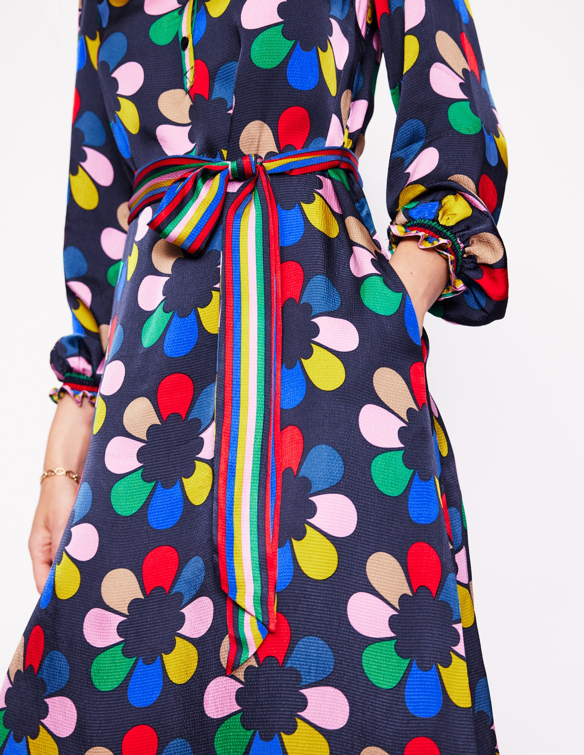 Jasmine Satin Midi Dress-Multi, Structured Petal - Image 2