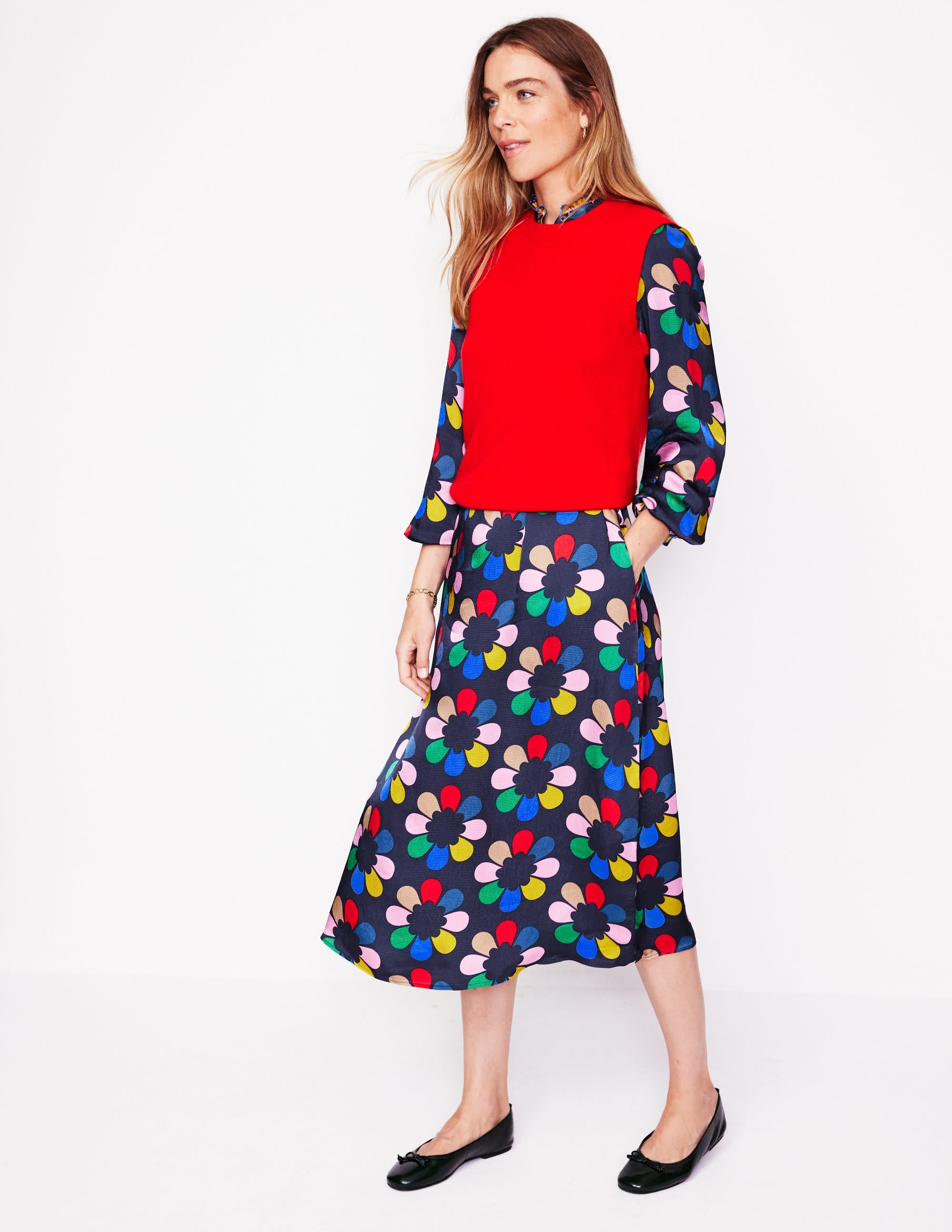 Jasmine Satin Midi Dress-Multi, Structured Petal - Image 4