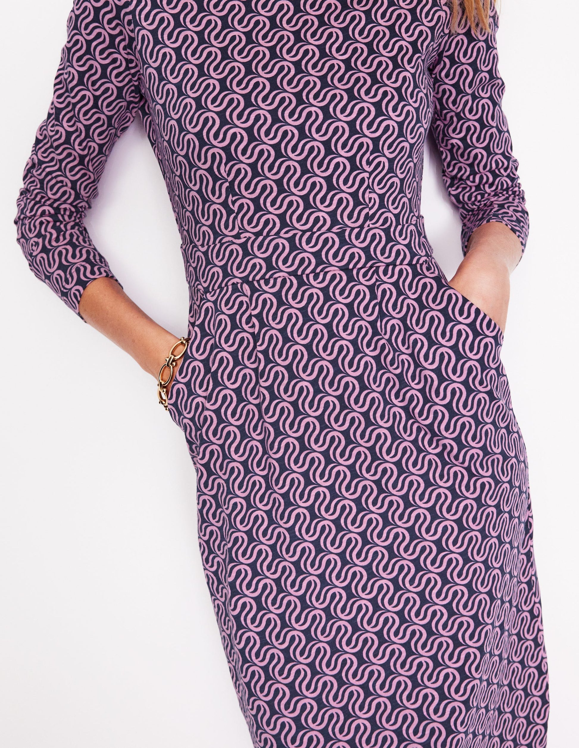 Florrie Long Sleeve Dress-Soft Lavender, Ribbon Wave-2