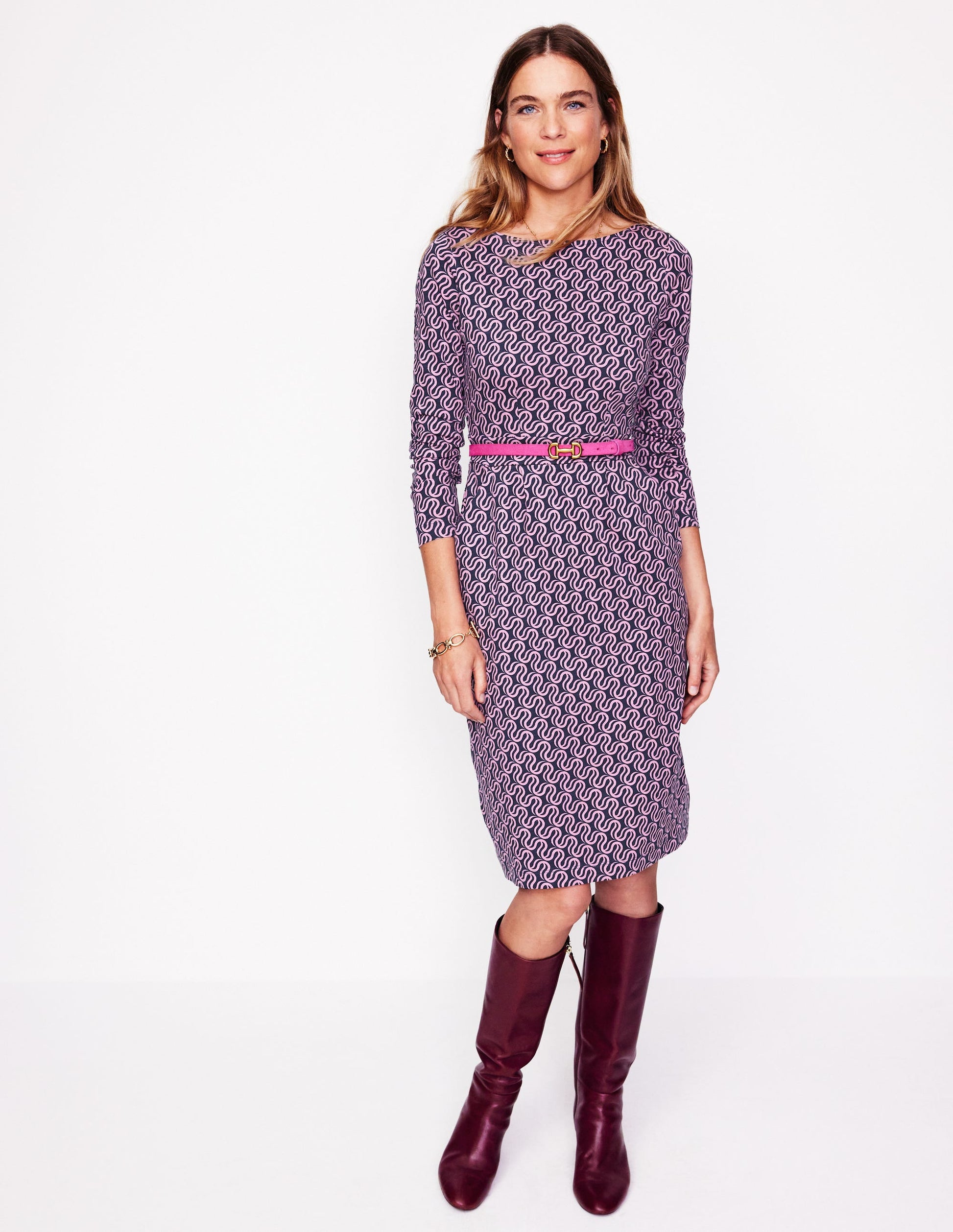 Florrie Long Sleeve Dress-Soft Lavender, Ribbon Wave-4