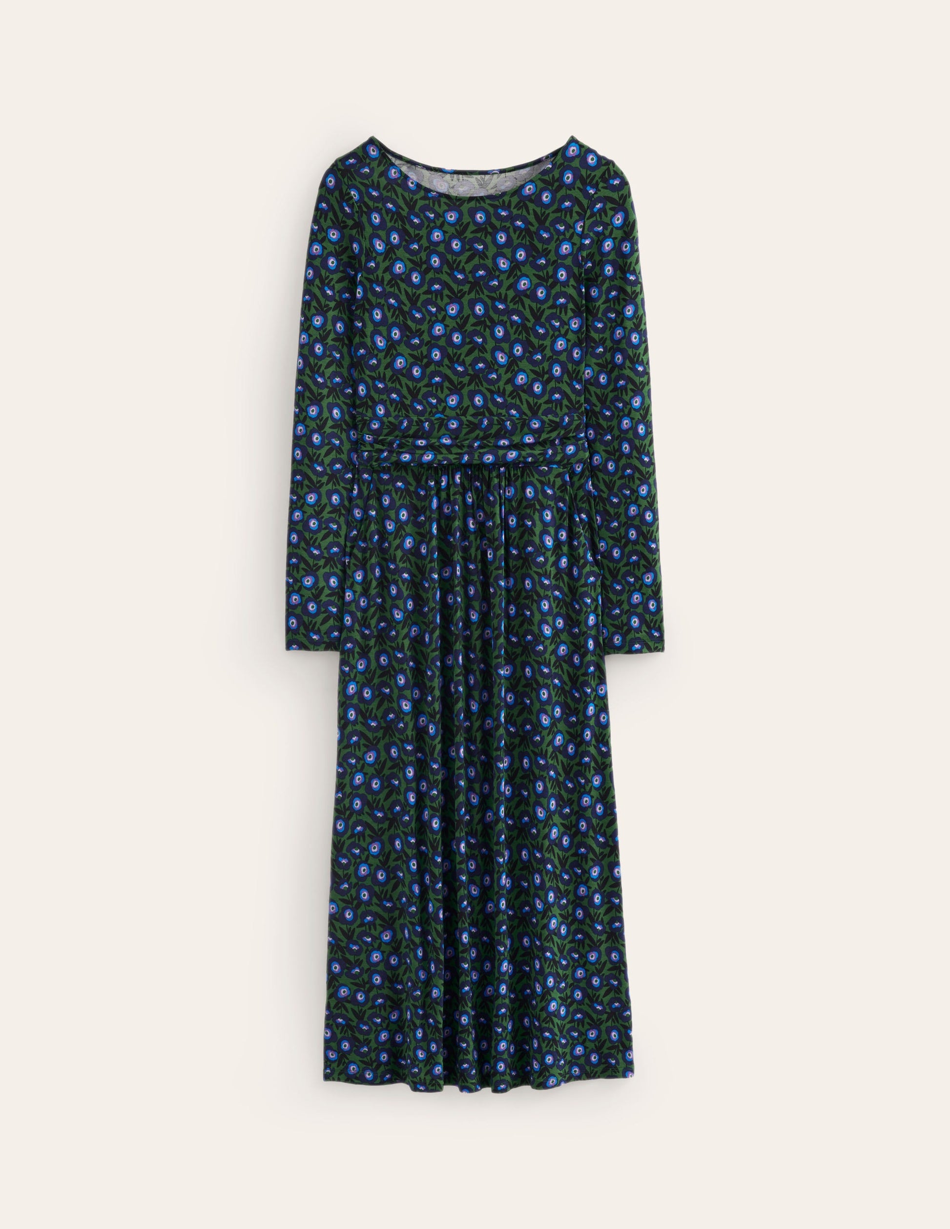 Amelie Long Sleeve Midi Dress-Pine, Pansy Sprig-5