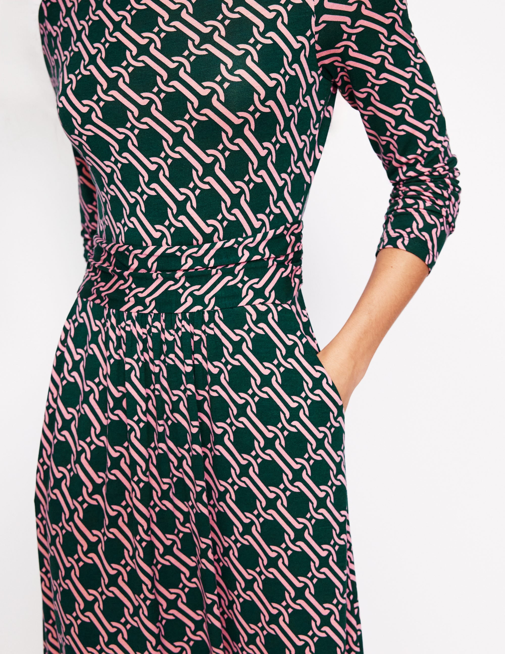 Amelie Long Sleeve Midi Dress-Glade, Chain Geo - Image 2