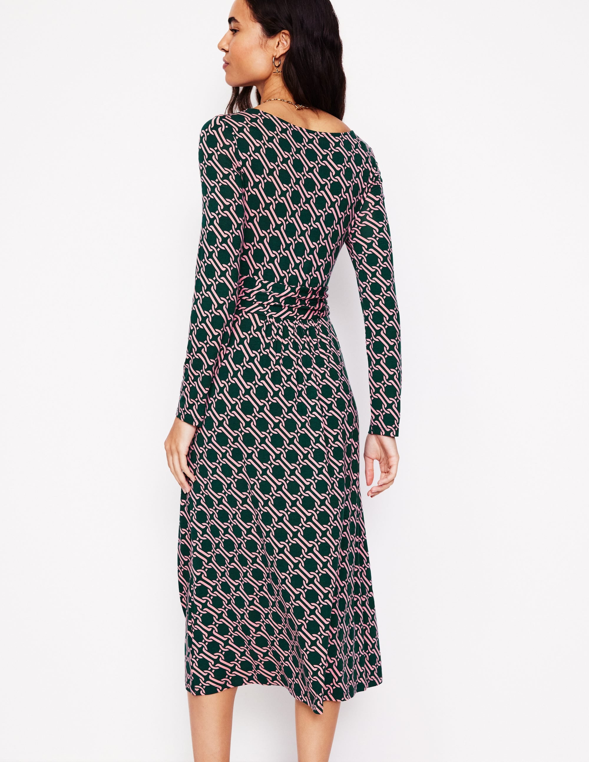 Amelie Long Sleeve Midi Dress-Glade, Chain Geo - Image 3