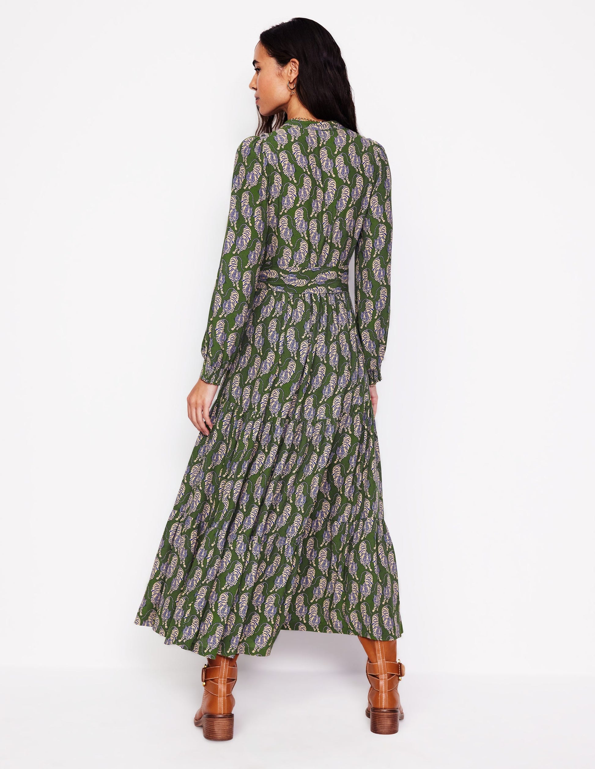 Alba Viscose Maxi Dress-Chive, Tiger-3