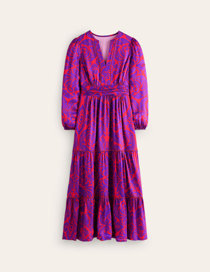 Pippa Satin Maxi Dress-Amethyst, Elaborate Leaf-6