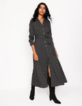 Marcia Jersey Shirt Dress-Black, Abstract Dot
