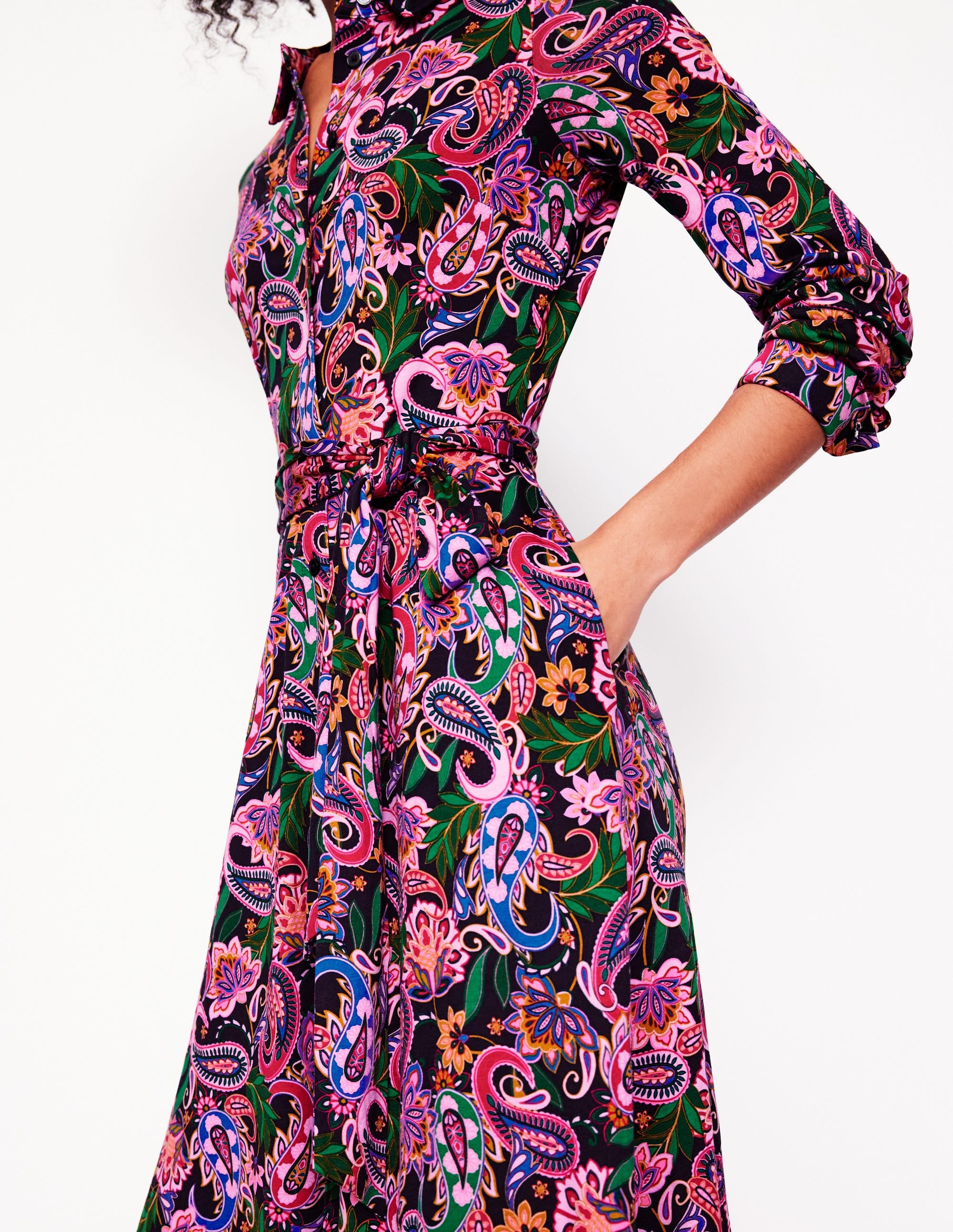 Marcia Jersey Shirt Dress-Multi, Paisley Fusion - Image 2