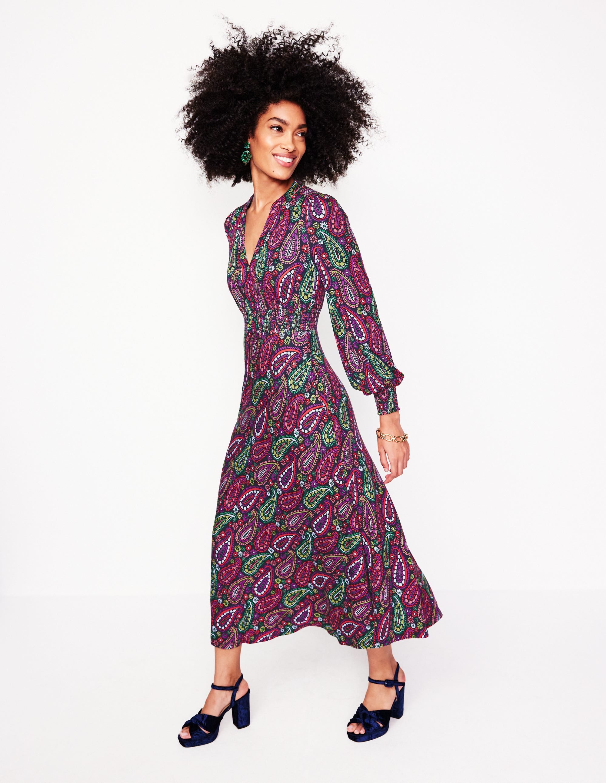 Georgia Jersey Midi Dress-Multi, Illustrated Paisley - Image 1
