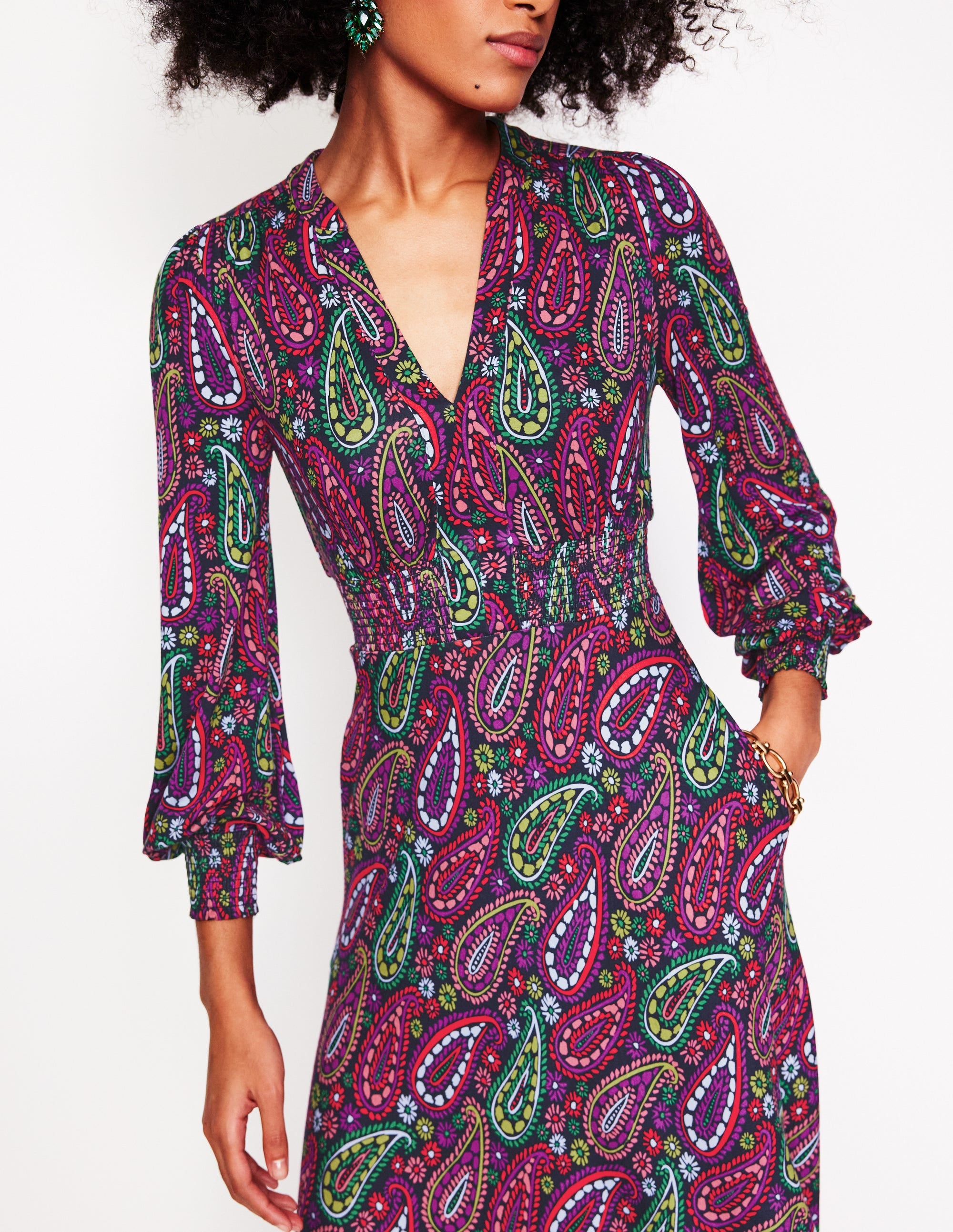 Georgia Jersey Midi Dress-Multi, Illustrated Paisley - Image 2