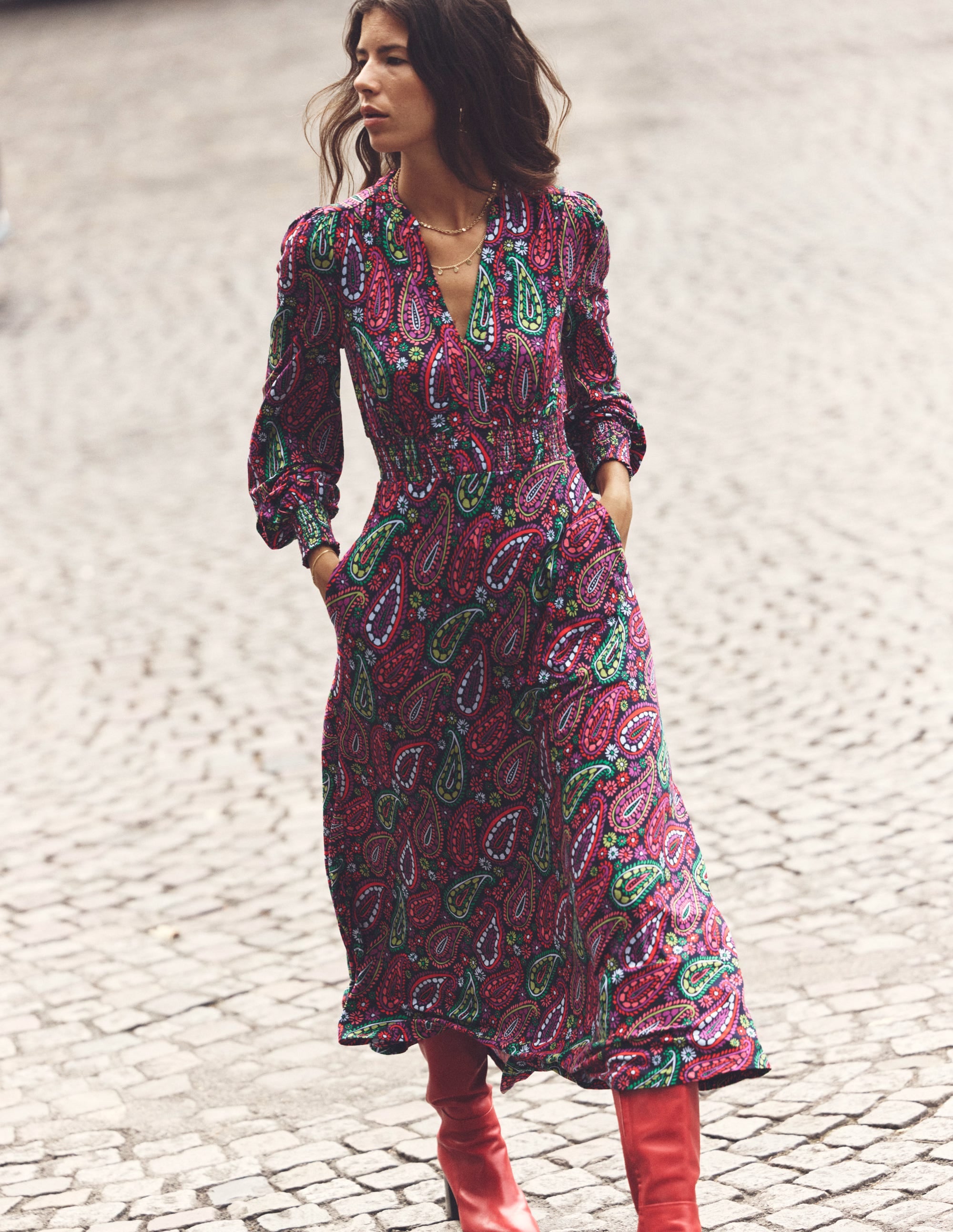 Georgia Jersey Midi Dress-Multi, Illustrated Paisley - Image 6