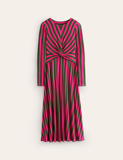 Twisted Waist Jersey Dress-Pink Peacock and Eden, Stripe-6
