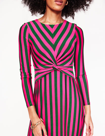 Twisted Waist Jersey Dress-Pink Peacock and Eden, Stripe-2