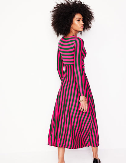 Twisted Waist Jersey Dress-Pink Peacock and Eden, Stripe-3