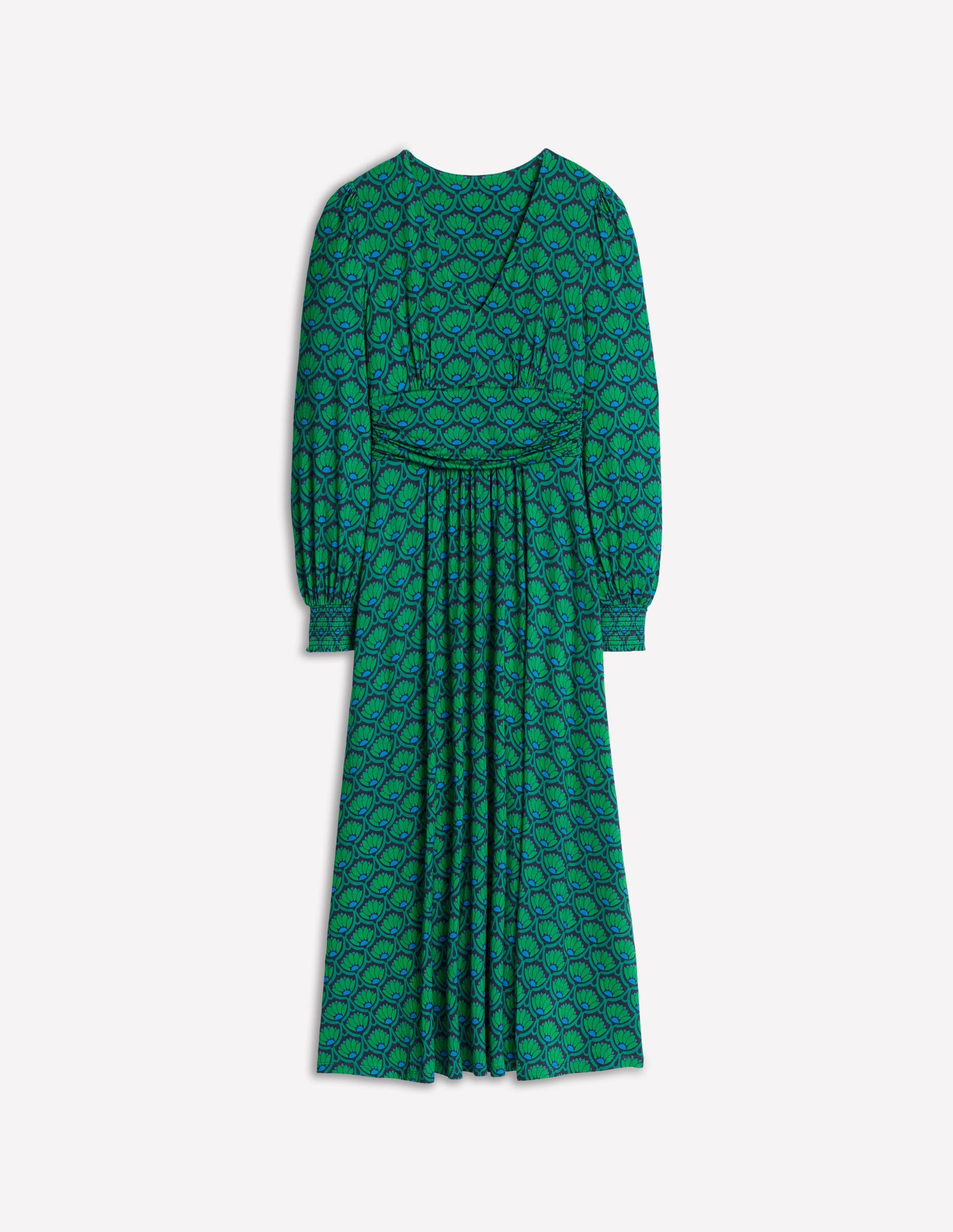 Daphne Jersey Maxi Dress-Rich Emerald, Lotus Stamp-5