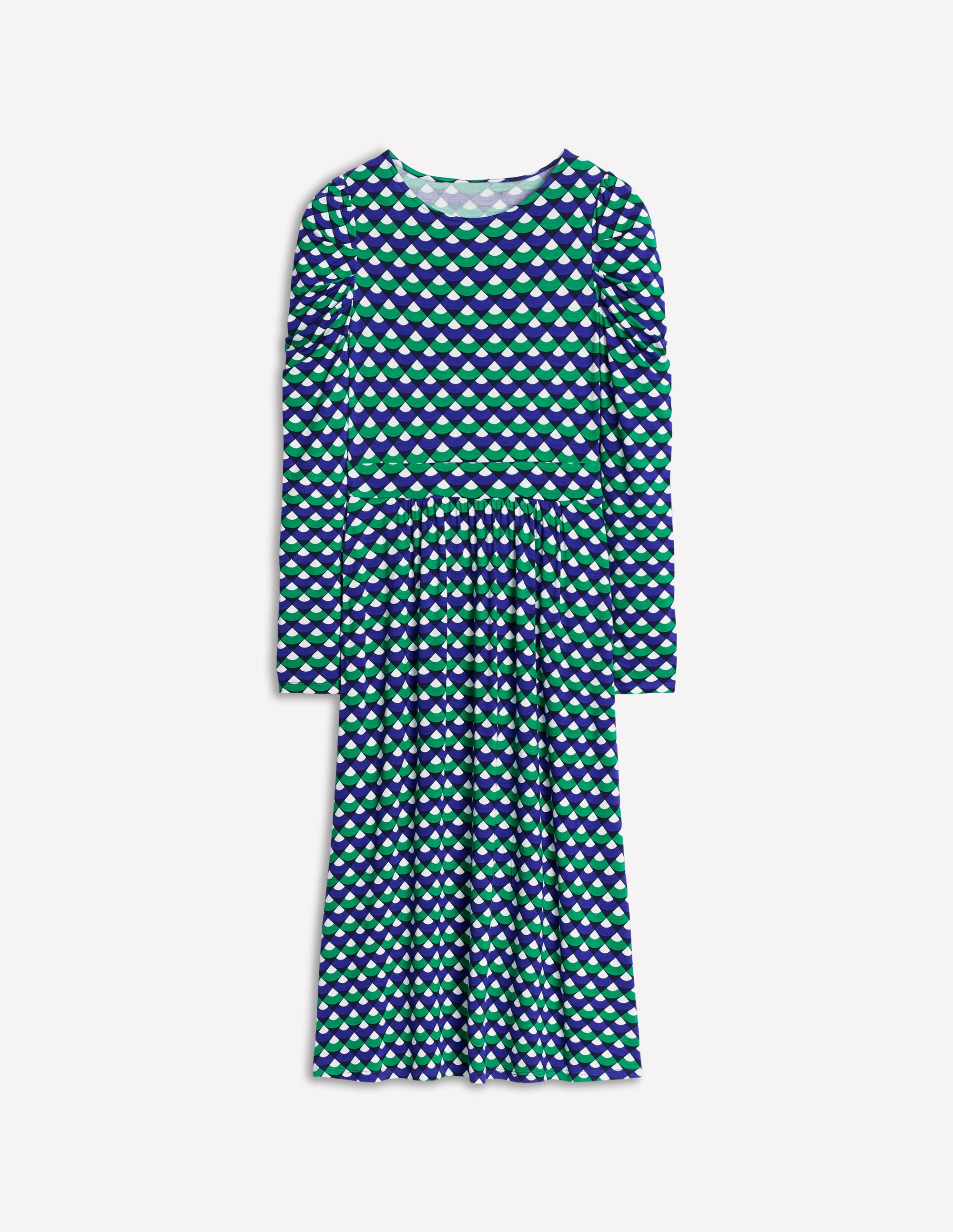 Puff Sleeve Blouson Dress-Rich Emerald, Arc Segment - Image 5