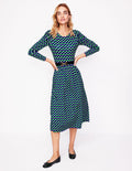Puff Sleeve Blouson Dress-Rich Emerald, Arc Segment