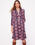 Naomi Relaxed Jersey Dress-Old Rose, Bloom Trellis