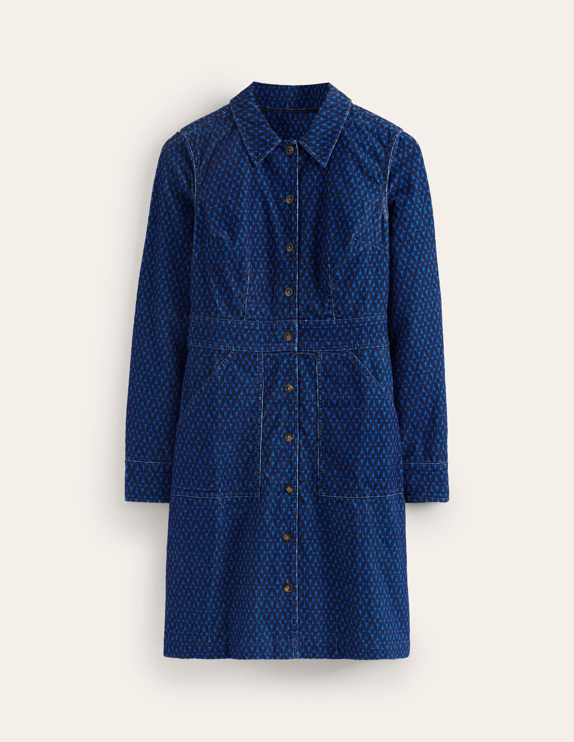 Flora Cord Shirt Dress-Blue, Diamond Trellis-5