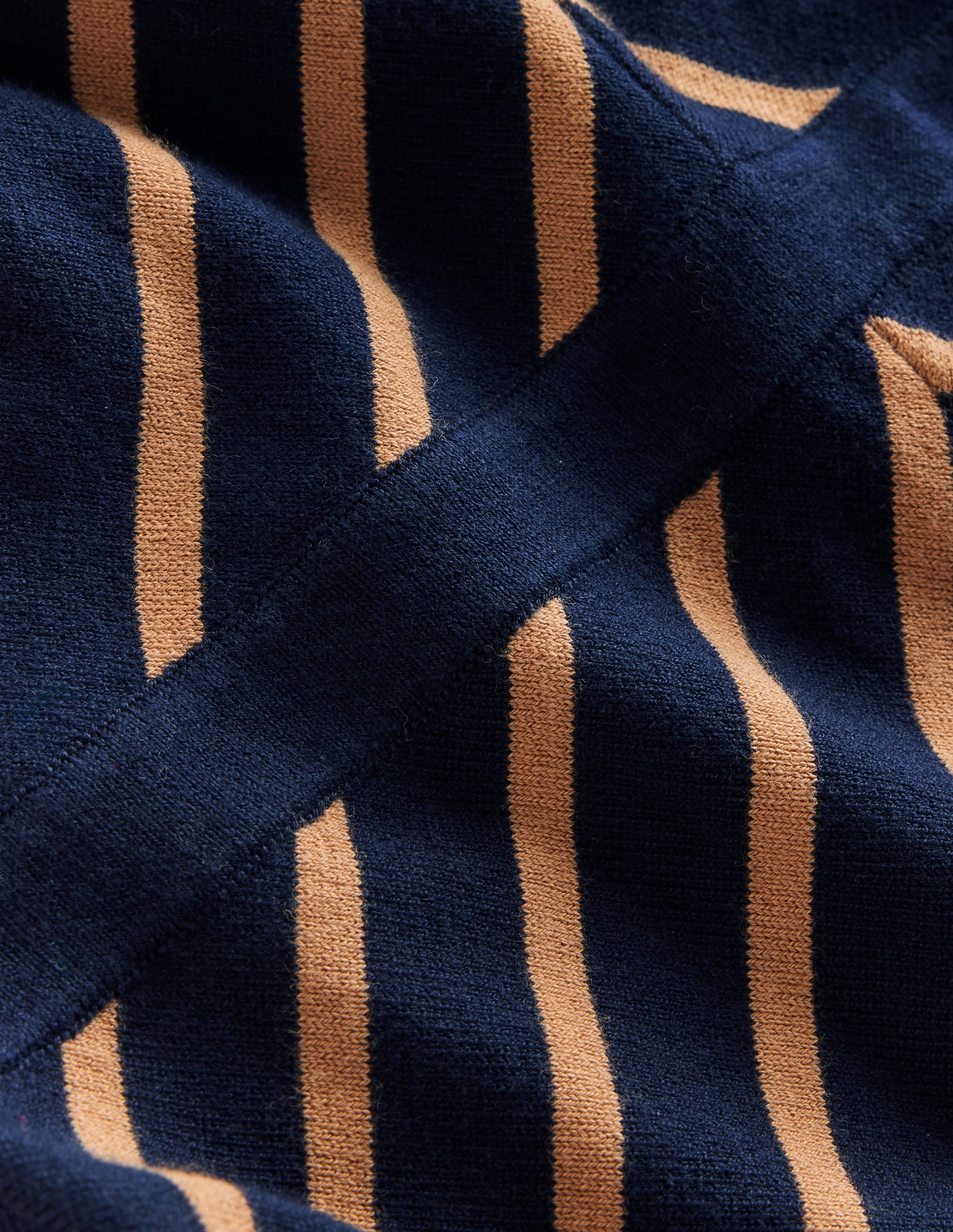 Maria Knitted Midi Dress-Navy, Camel Stripe - Image 6