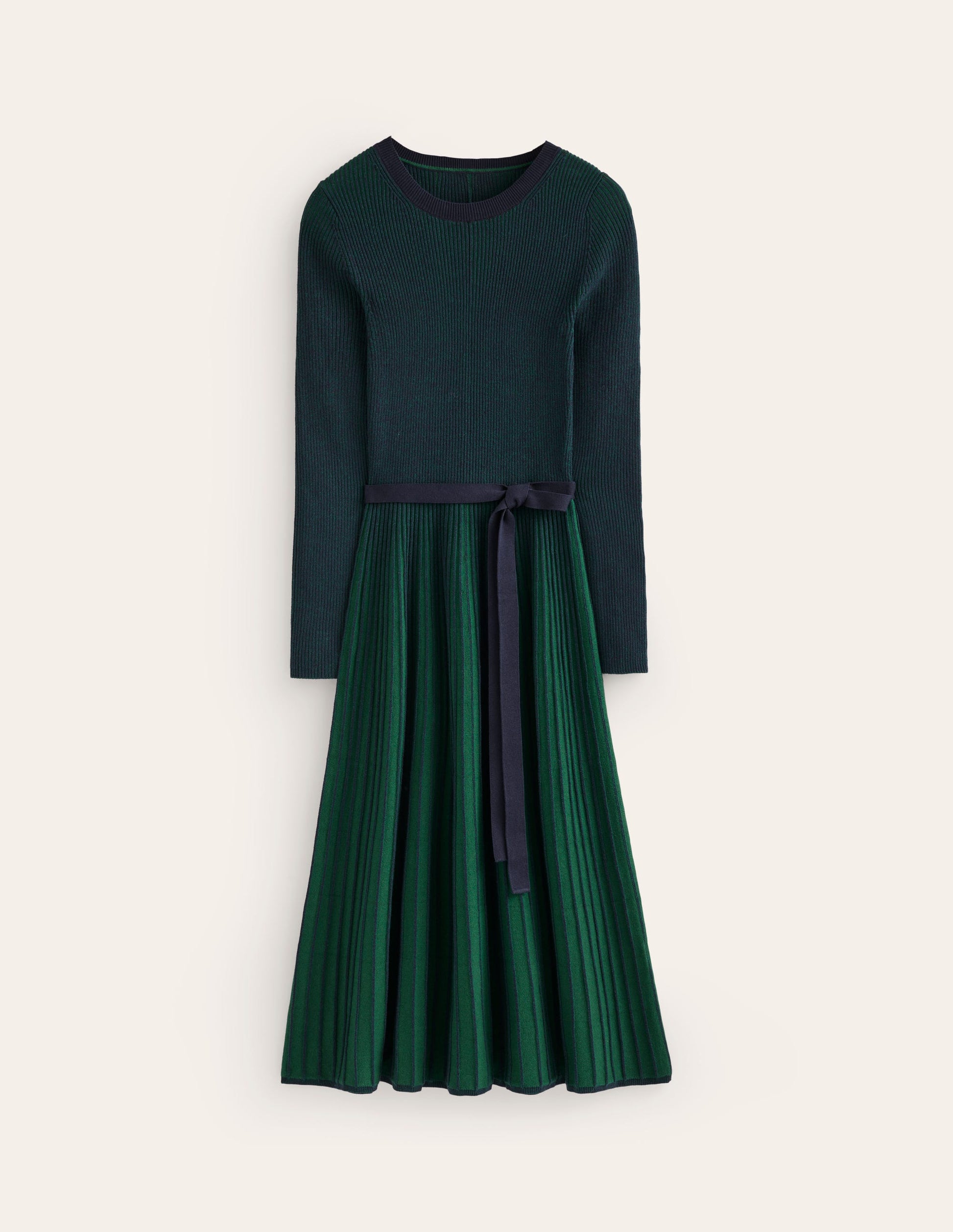 Lola Knitted Midi Dress-Pine, Navy Plated-5