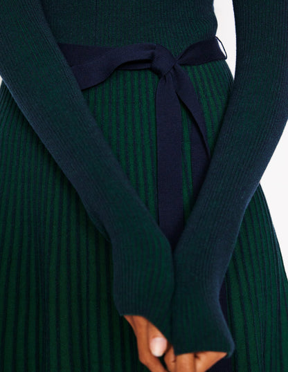 Lola Knitted Midi Dress-Pine, Navy Plated-2