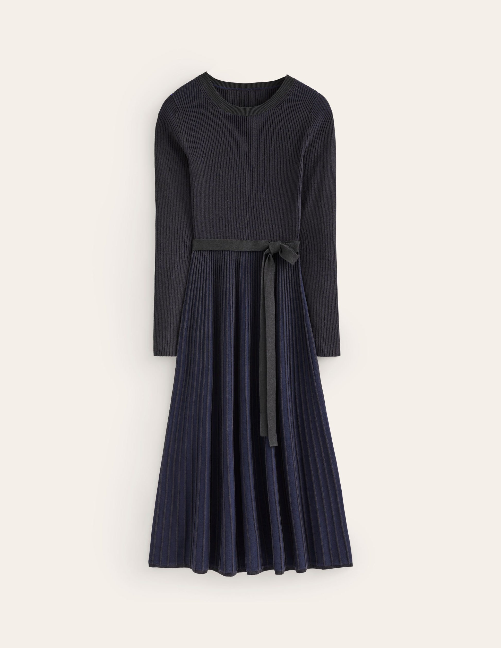 Lola Knitted Midi Dress-Navy, Black Plated-5