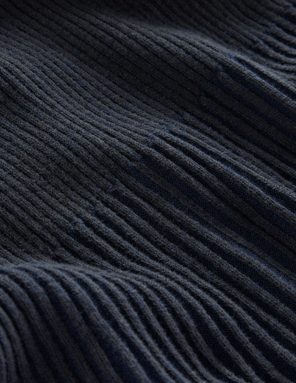 Lola Knitted Midi Dress-Navy, Black Plated-6