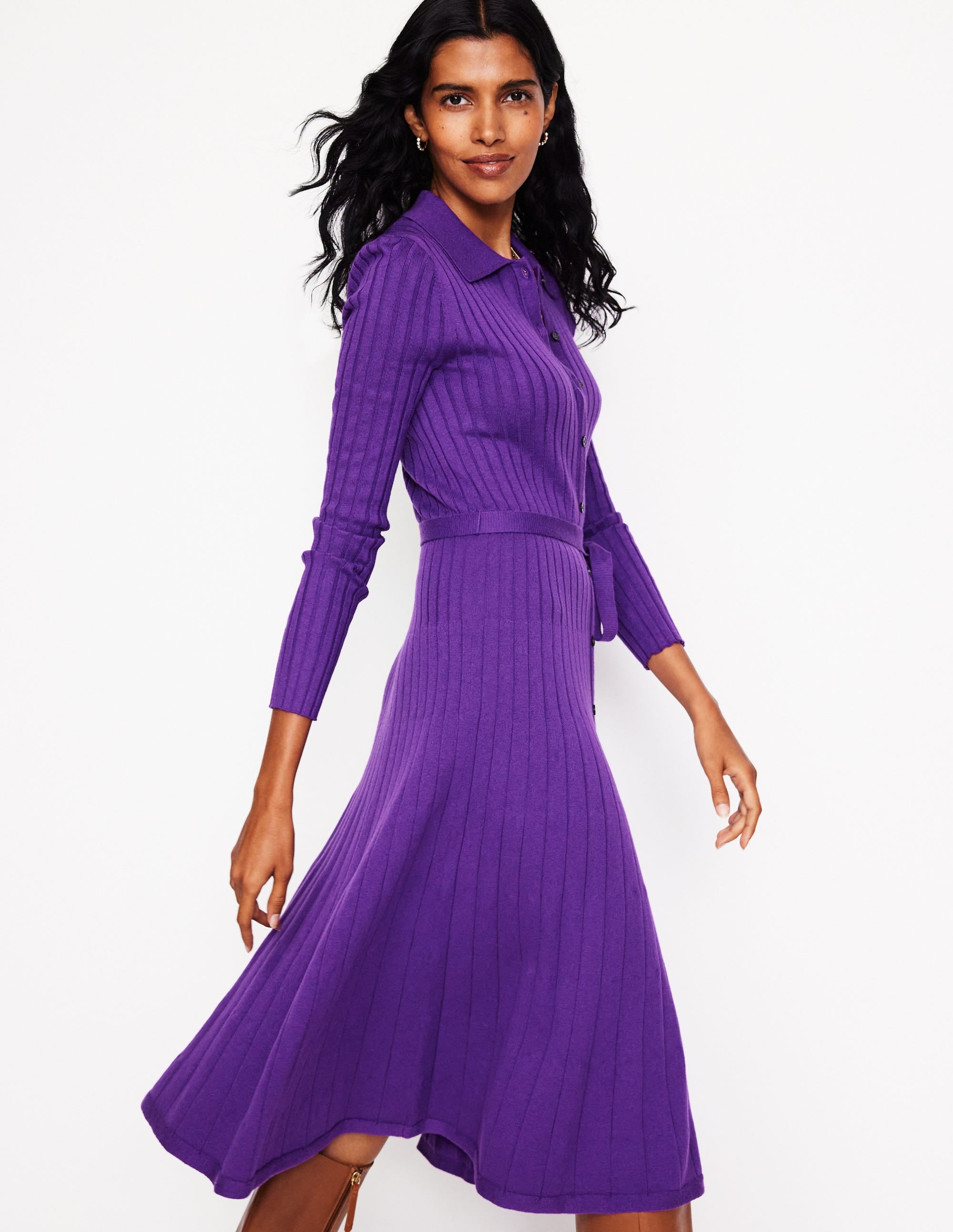 Rachel Knitted Shirt Dress-Amethyst - Image 4