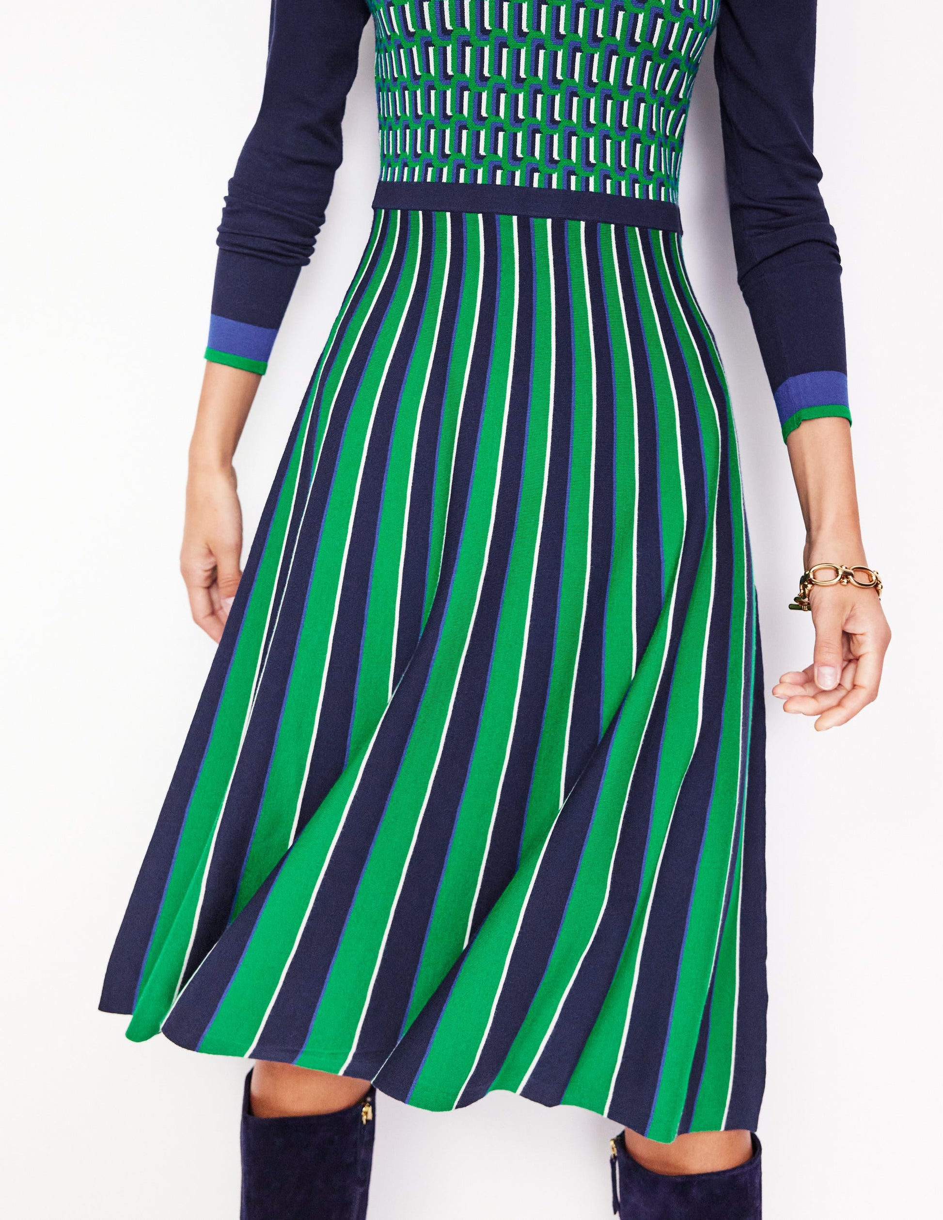 Maria Jacquard Knitted Dress-Rich Emerald, Jacquard | Boden AU Maria Jacquard Knitted Dress-Rich Emerald, Jacquard | Boden AU
