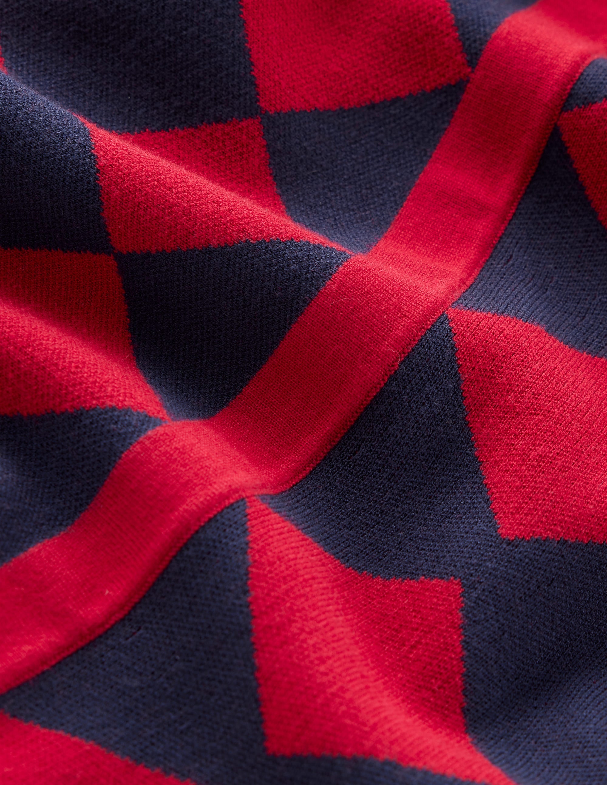 Maria Jacquard Knitted Dress-Red and Navy Argyle - Image 7