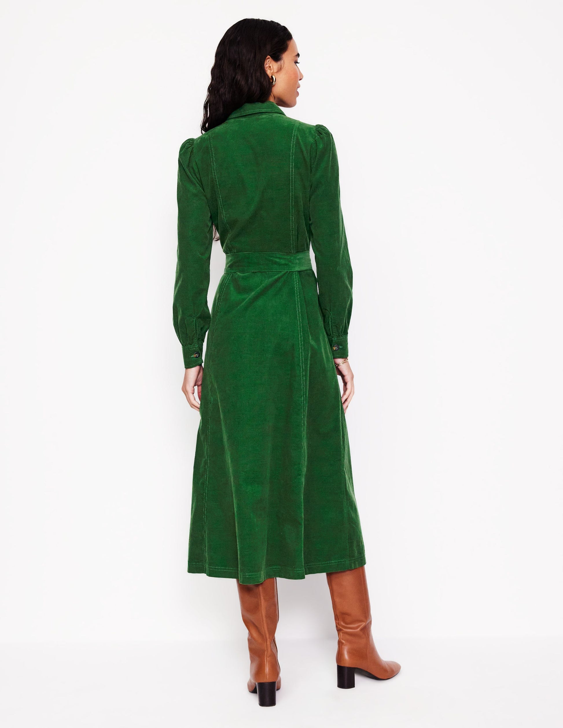 Aubrey Cord Midi Shirt Dress-Eden-3