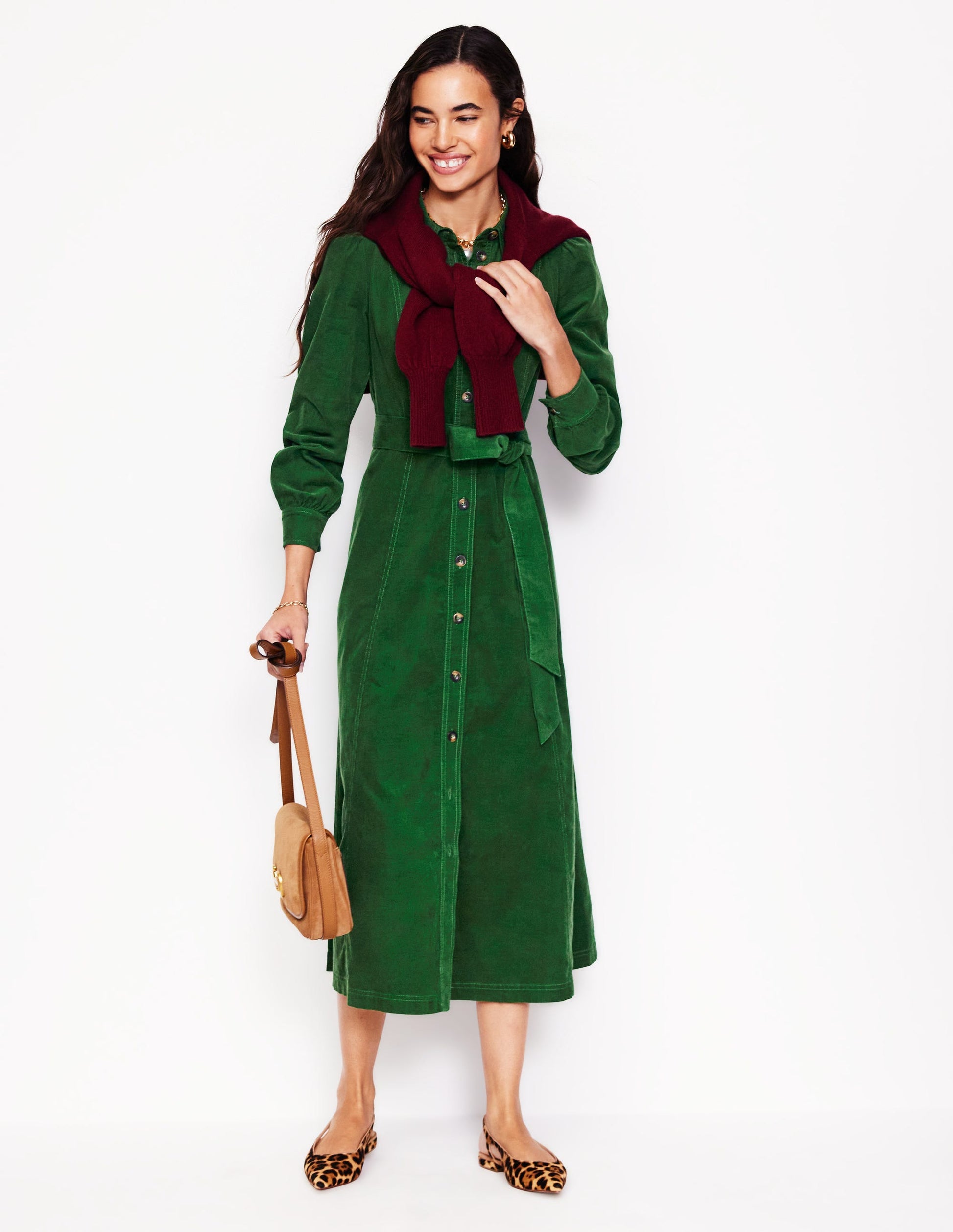 Aubrey Cord Midi Shirt Dress-Eden-5