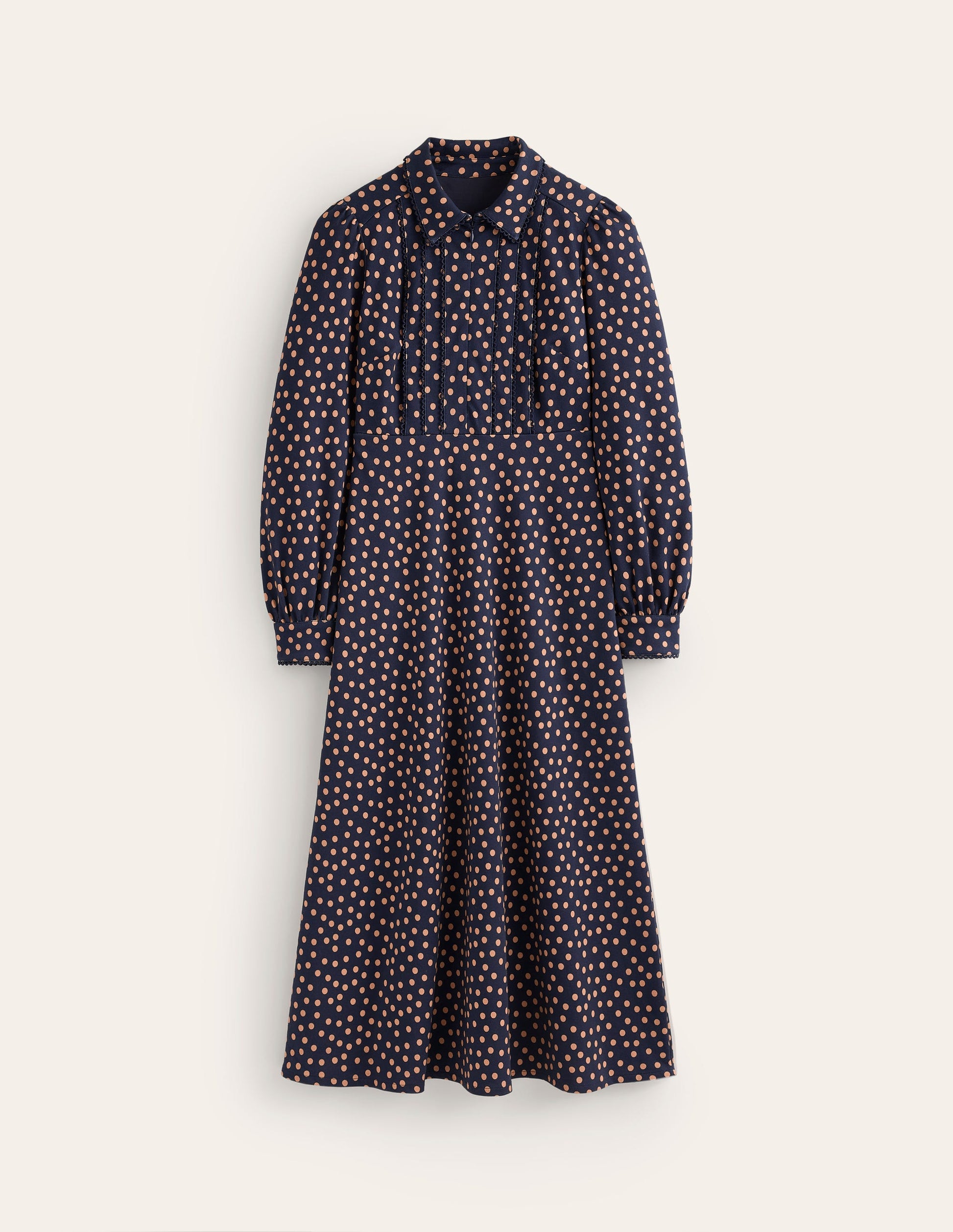Pip Zip-Up Ponte Midi Dress-French Navy, Abstract Dot-6