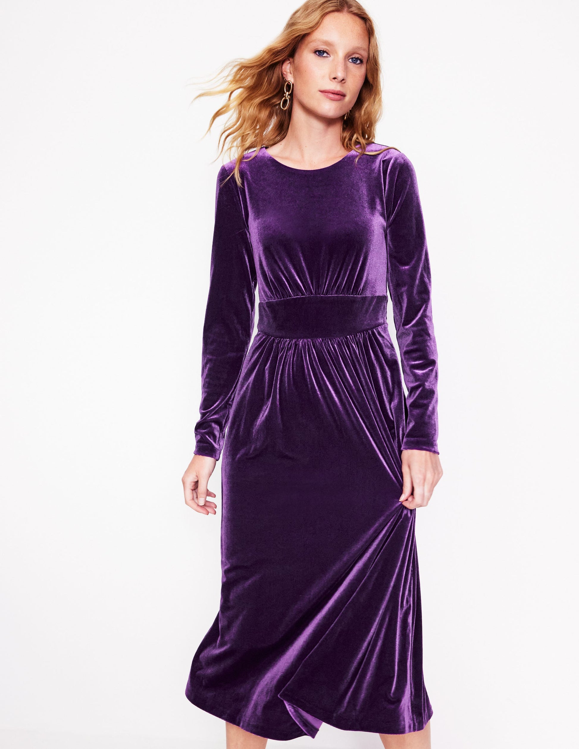 boden thea midi dress Boden Thea Velvet Jersey Midi Dress in