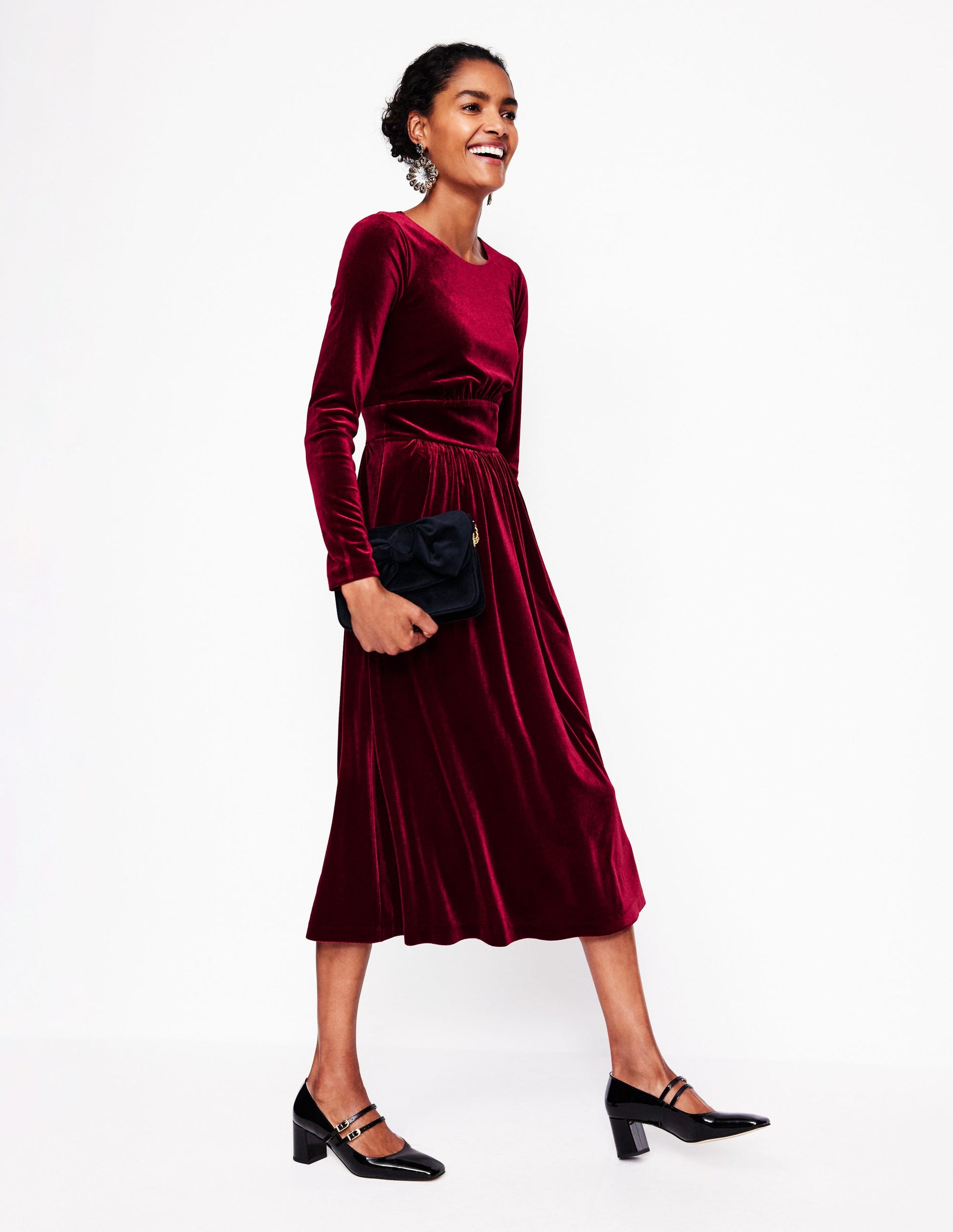 Thea Velvet Midi Dress-Cabernet | Boden AU