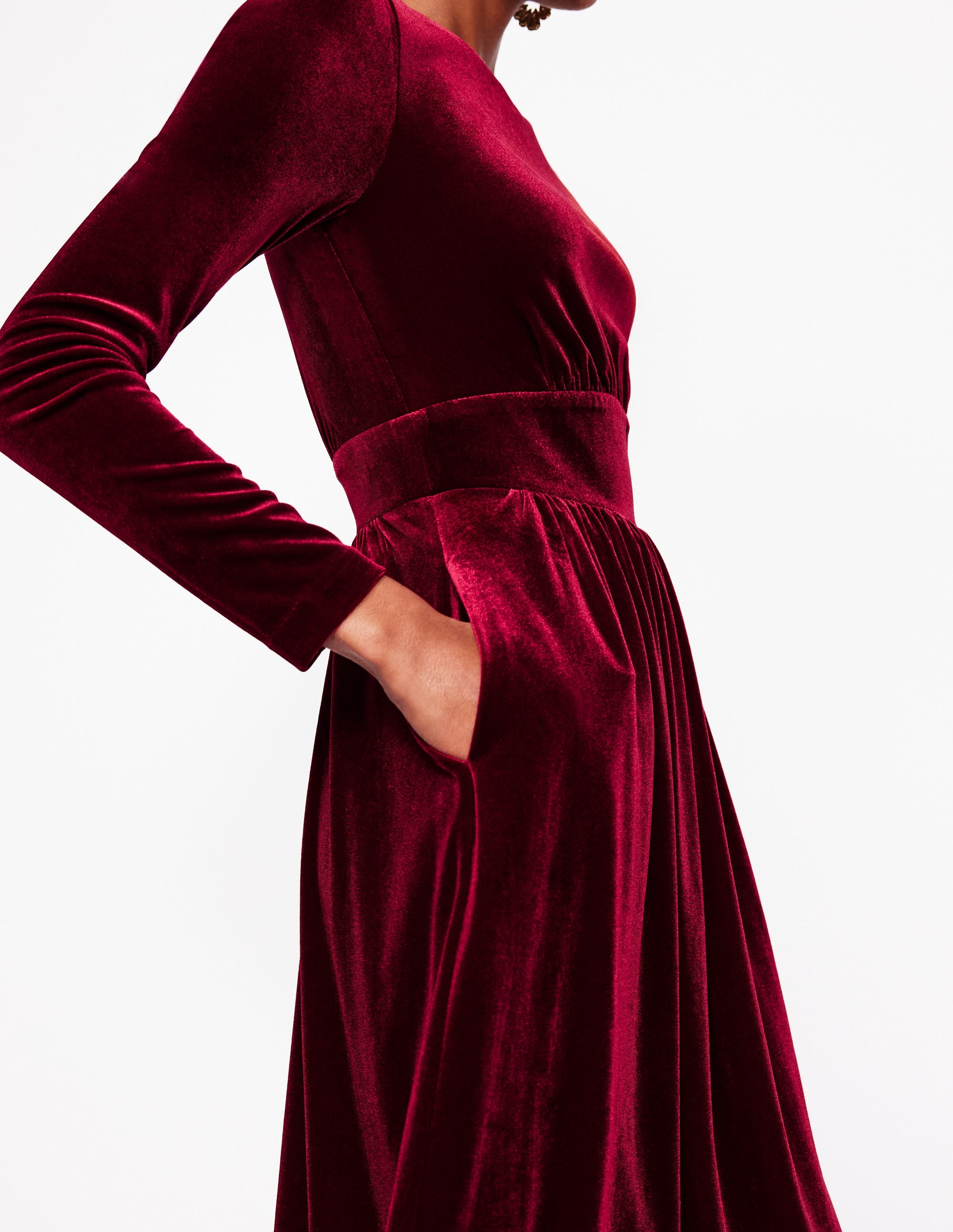 Thea Velvet Midi Dress-Cabernet - Image 2