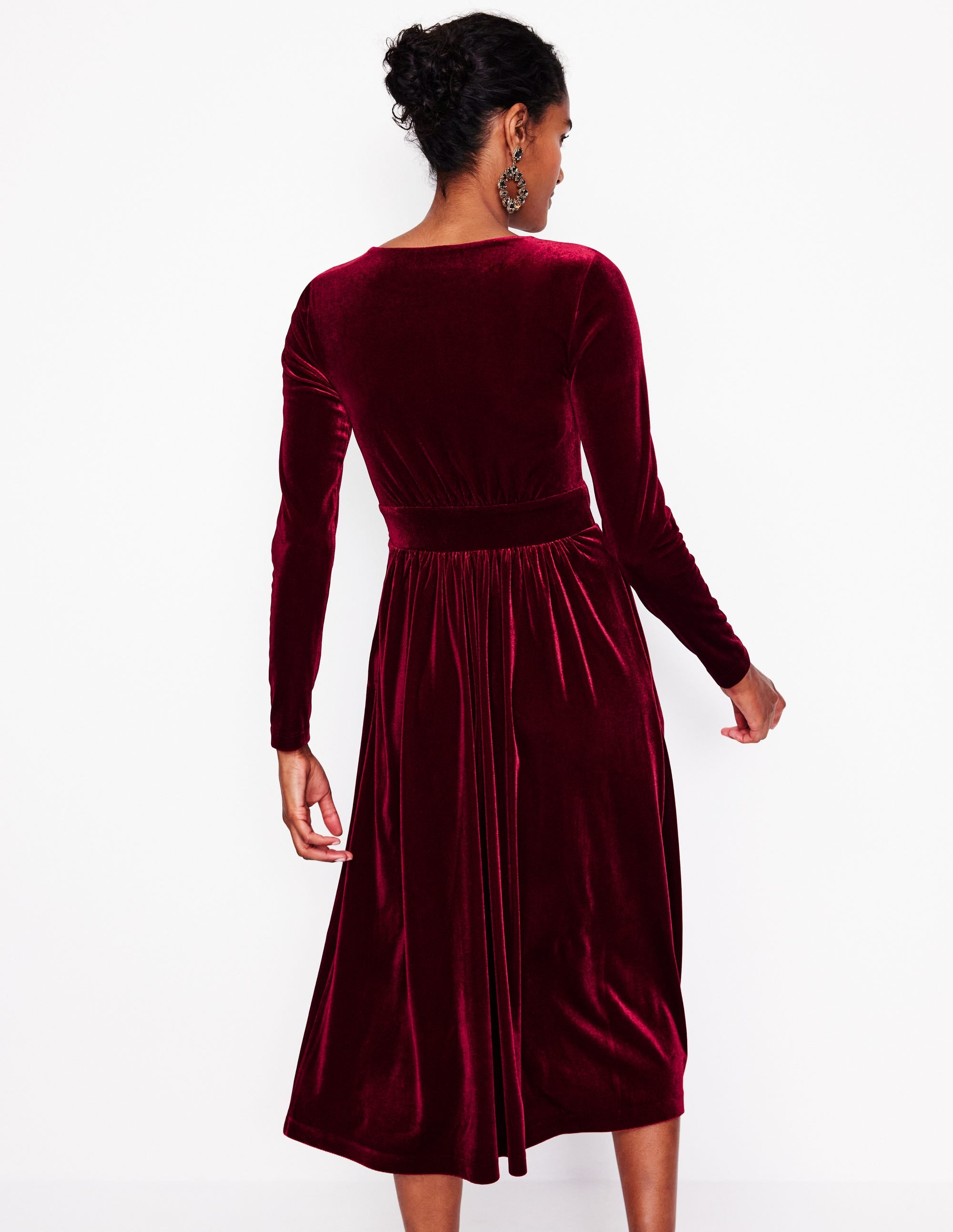 Thea Velvet Midi Dress-Cabernet - Image 3