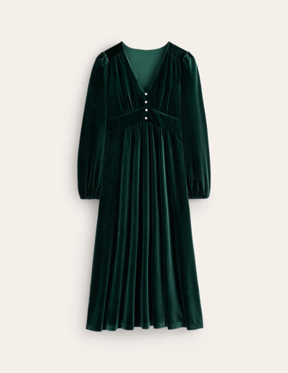 Jocelyn Velvet Tea Dress-Pine-6