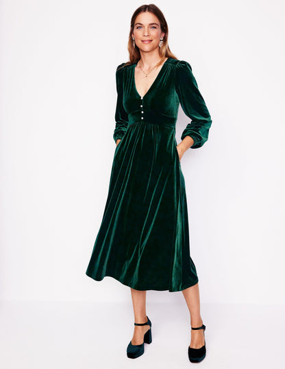 Jocelyn Velvet Tea Dress-Pine-1
