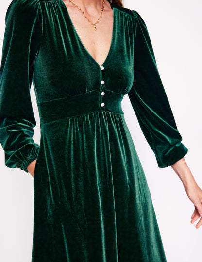 Jocelyn Velvet Tea Dress-Pine-2