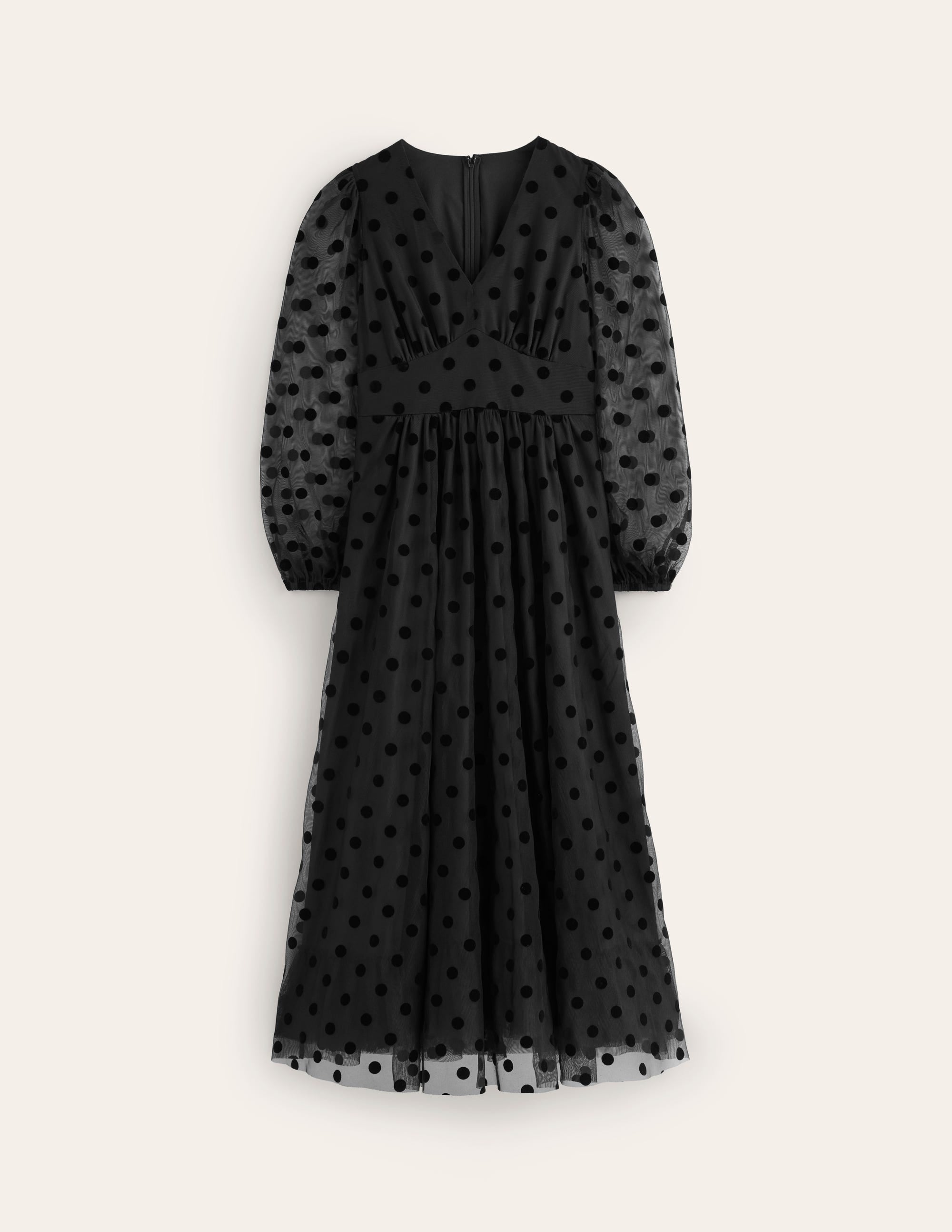 Christina Tulle Midi Dress-Black, Spots - Image 6