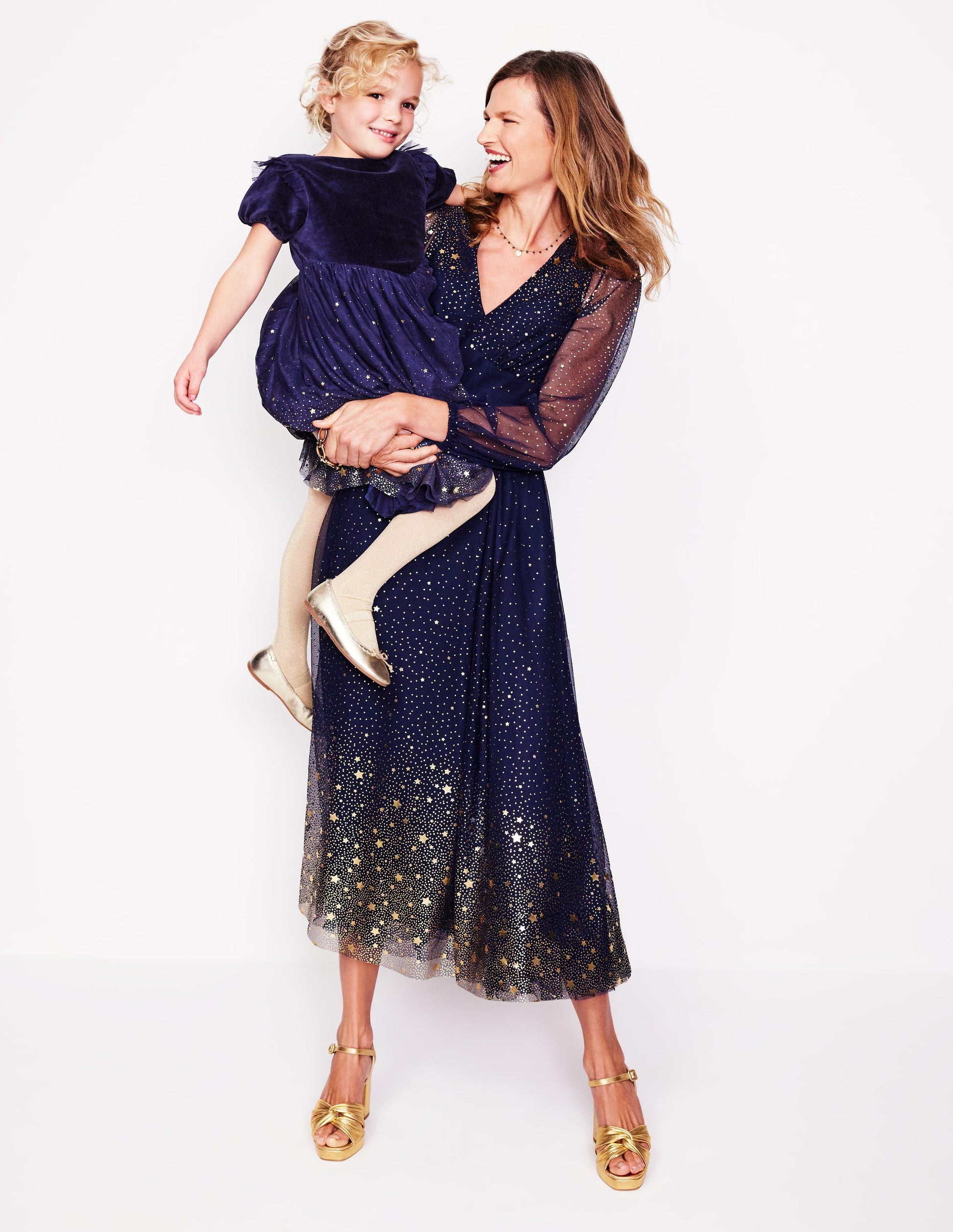 Christina Tulle Midi Dress-Navy, Foil Scattered Stars-6