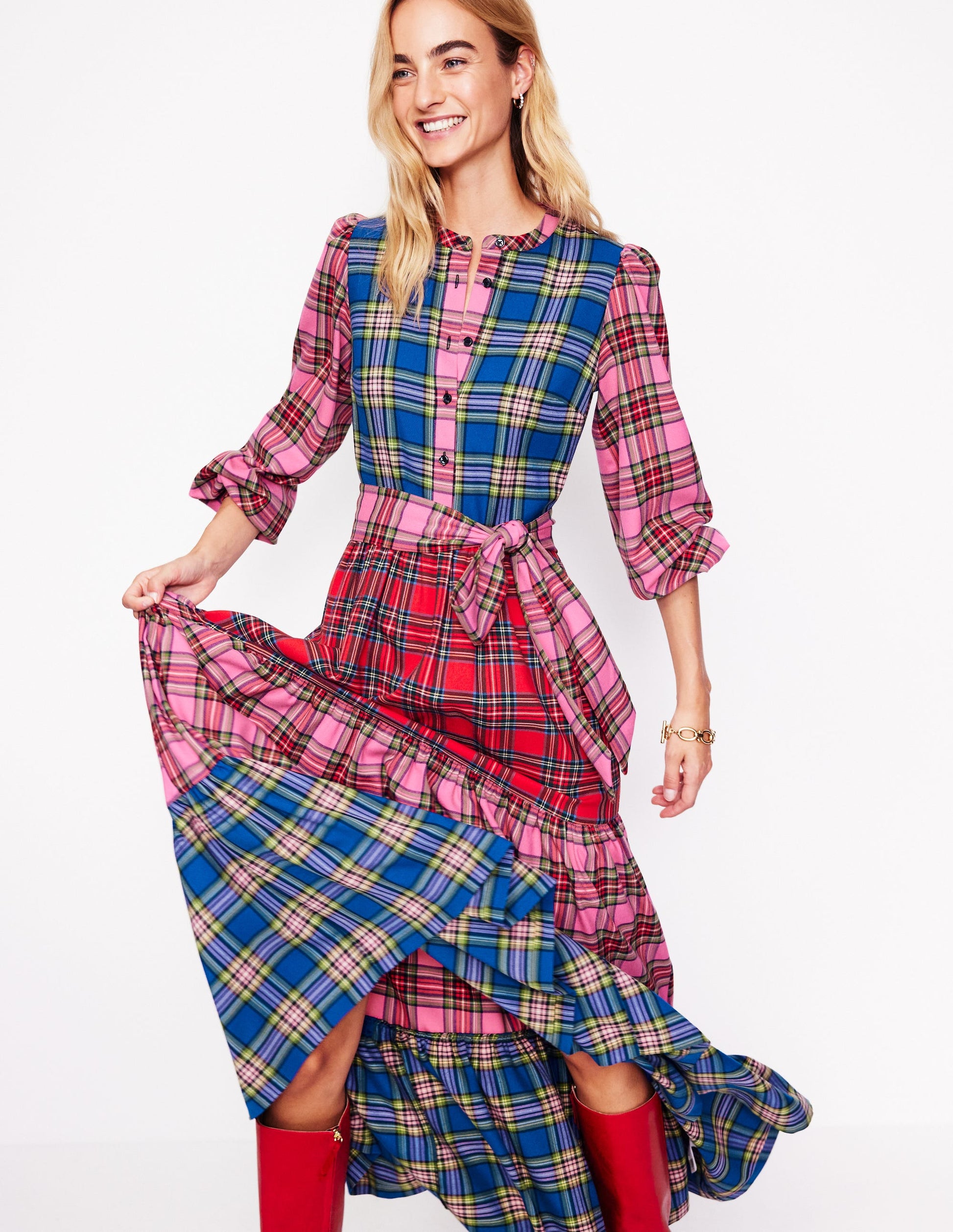 Alba Check Maxi Dress-Multi Hotch Potch Check-1