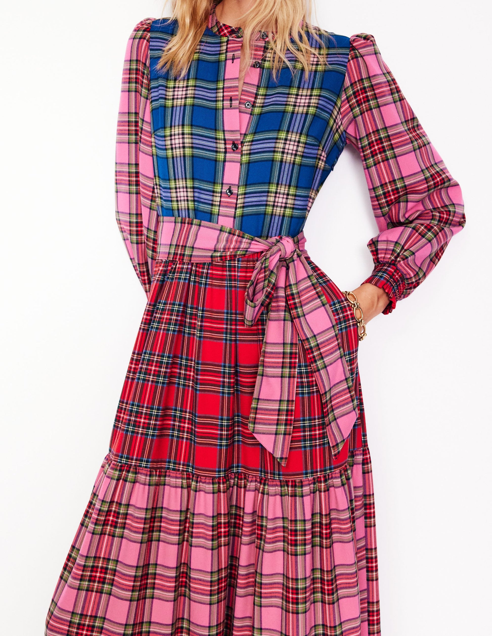 Alba Check Maxi Dress-Multi Hotch Potch Check-3