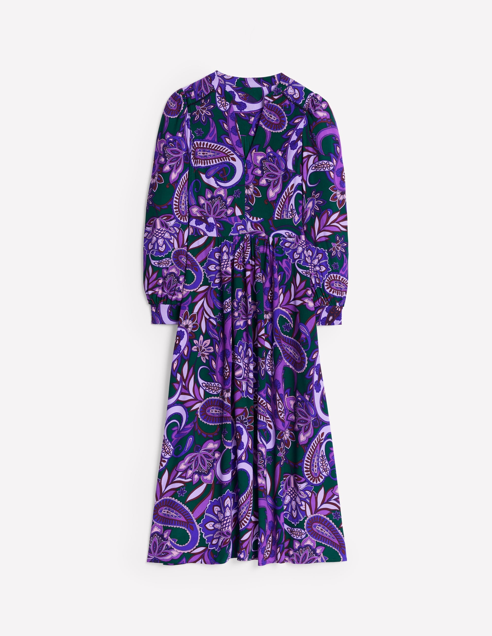 Zoe Trim Detail Midi Dress-Ameythyst, Paisley Fusion - Image 6