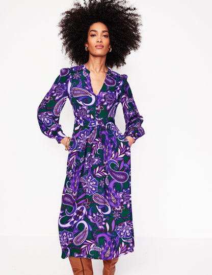 Zoe Trim Detail Midi Dress-Ameythyst, Paisley Fusion-1
