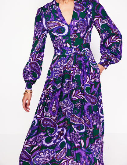 Zoe Trim Detail Midi Dress-Ameythyst, Paisley Fusion-2
