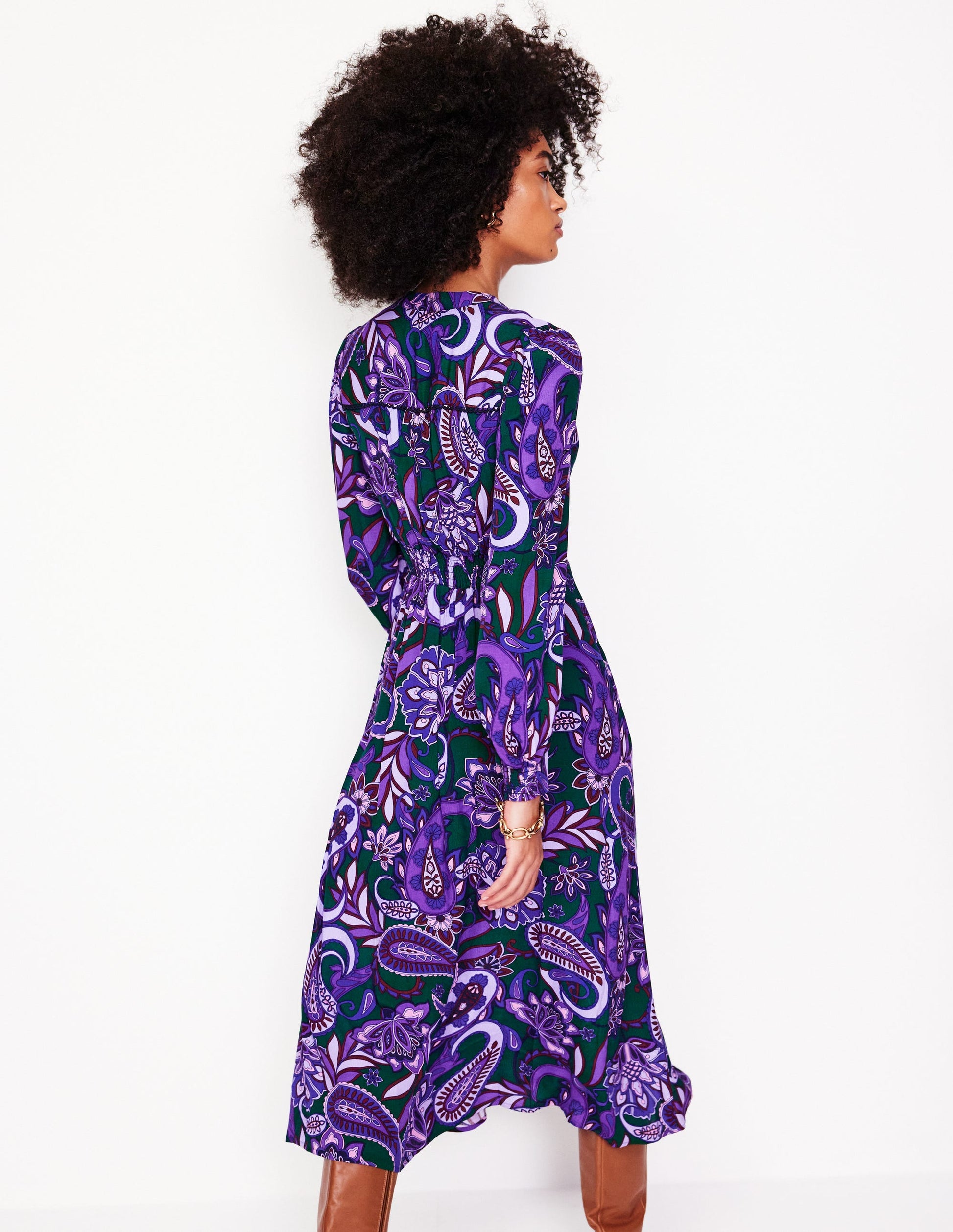 Zoe Trim Detail Midi Dress-Ameythyst, Paisley Fusion-3