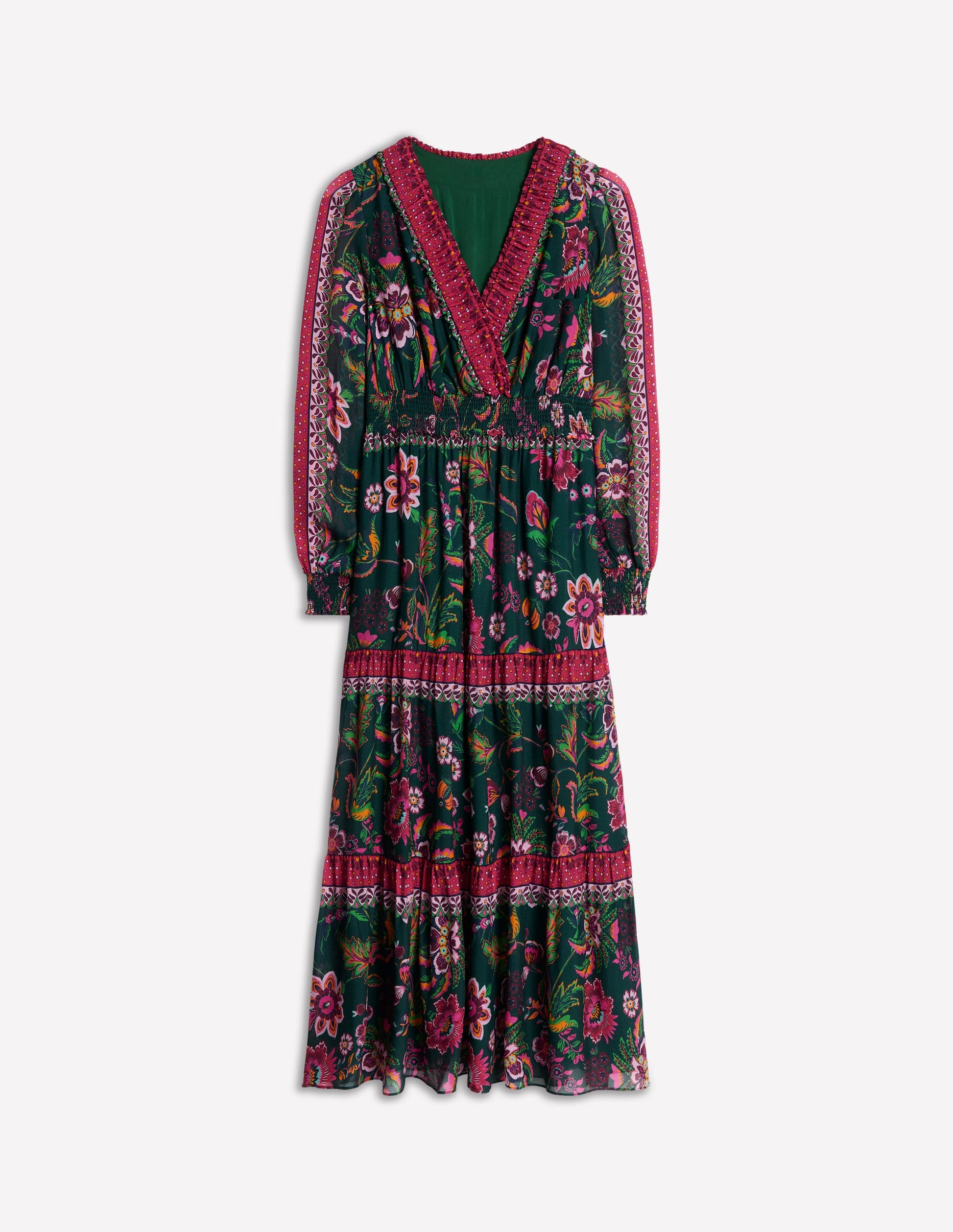 V-Neck Ruffle Maxi Dress-Multi, Blossom Flourish-6